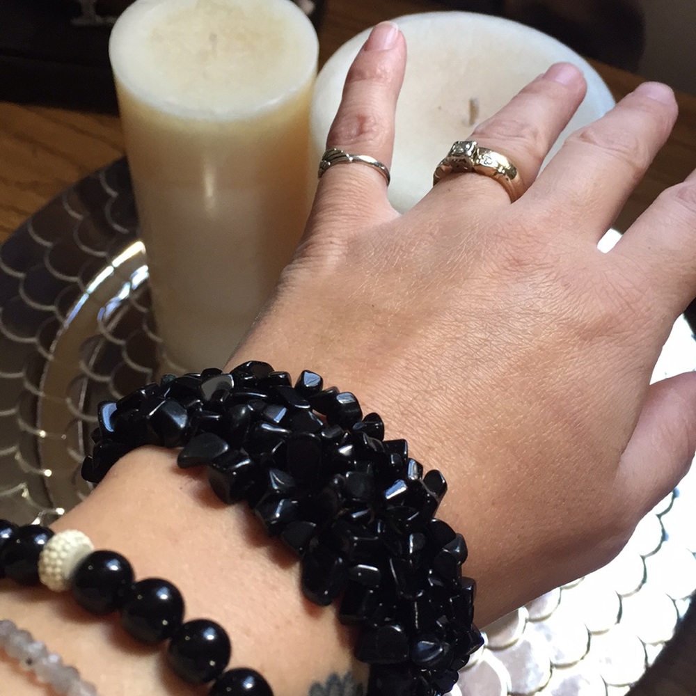 Onyx stone bracelet hand beaded